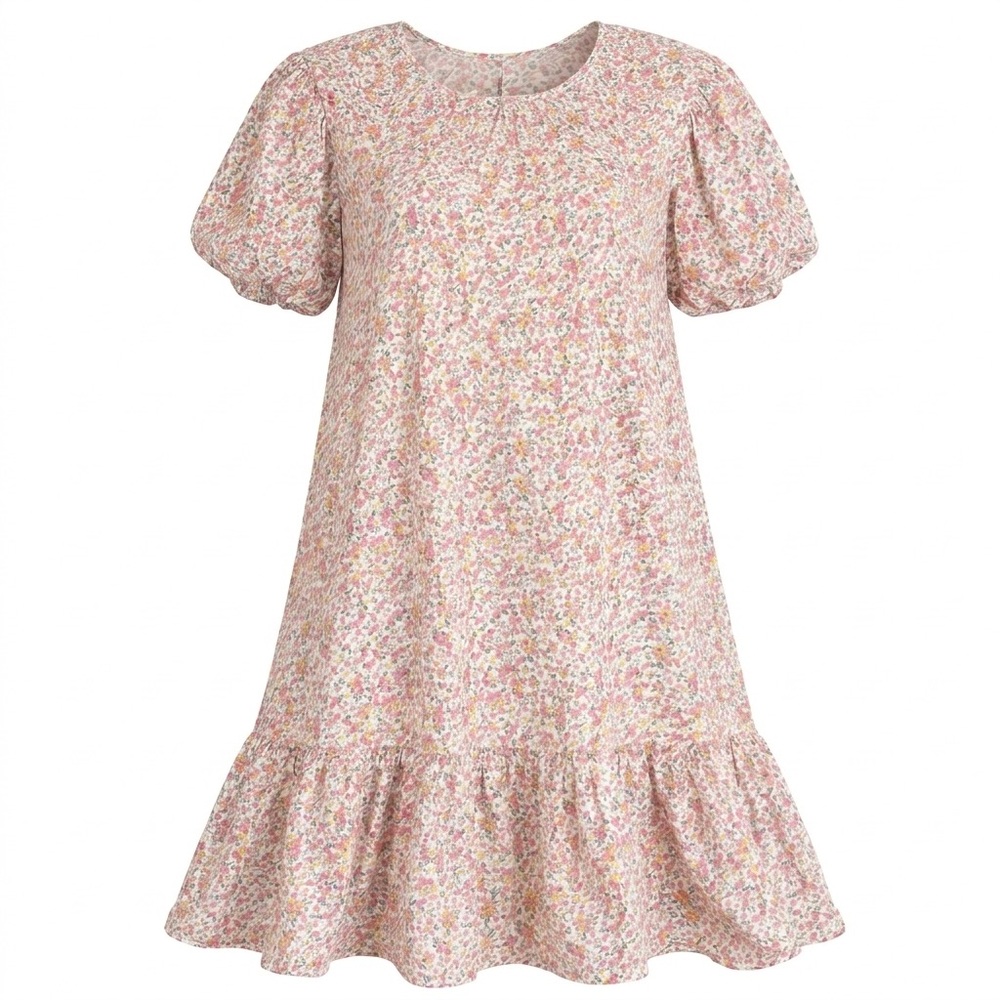 ZARA Kids Floral Puff Sleeve Ruffle Hem Summer Dress Cotton Size 11-12 (152)